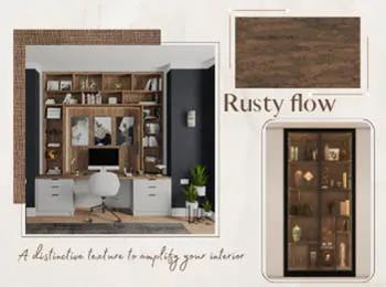 Rusty flow finish fitted home office